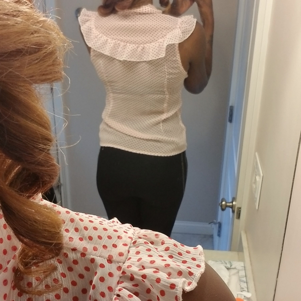 Classy Red and White Polka Dot Top size Medium - Picture 5 of 5